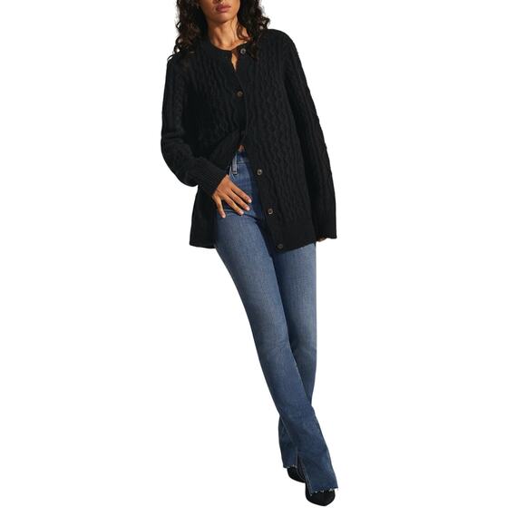 Favorite Daughter The Oversized Black Merino Wool Cardigan Size S - Picture 1 of 5
